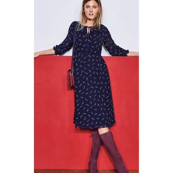 Boden Dresses & Skirts - Boden Rainbow Novelty Midi Dress Womens 12 Blue Tassel Tie Shooting Star Modest